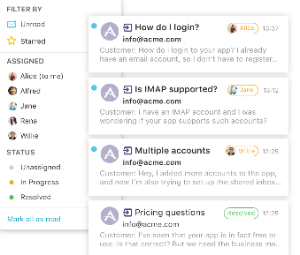 An image of Loop Email Shared inbox feature.